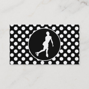 Carte De Visite Pois noirs et blancs; patinage artistique sur glac