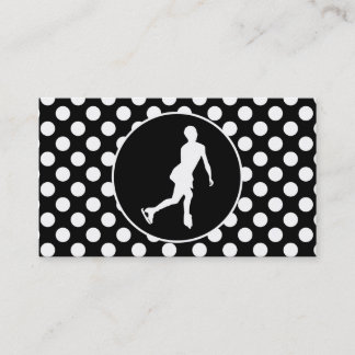 Carte De Visite Pois noirs et blancs; patinage artistique sur glac