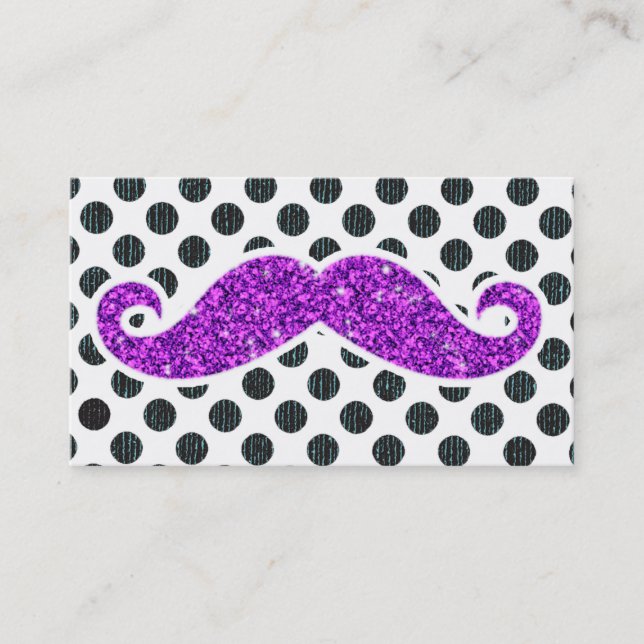CARTE DE VISITE POIS POURPRE DE MOUSTACHE DE PARTIES SCINTILLANTES (Devant)