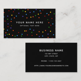 Carte De Visite Pois Rainbow Noir Confetti Motif