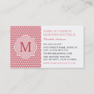 Carte De Visite Pois Rose Cute Avec Boutique Monogram Girl