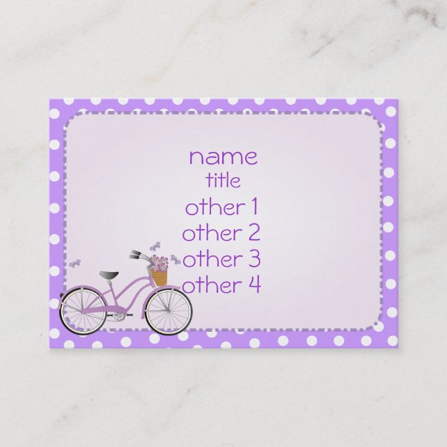Carte De Visite Pois vélos et violets (Devant)