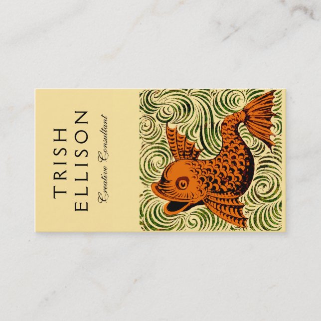 Carte De Visite Poisson Antique Carrelage Ancien art (Devant)
