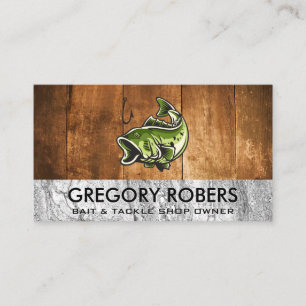 Carte De Visite Poisson de basse grande bouche   Pierre de bois