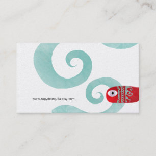 Carte De Visite Poisson rouge bleu vagues finition métallique plat