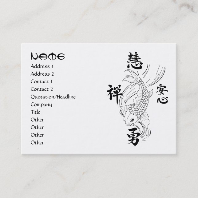 Carte De Visite Poissons chanceux à l'encre noire japonais (Devant)