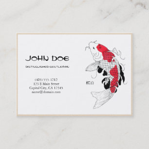 Carte De Visite Poissons chanceux de koi d'encre blanche japonaise
