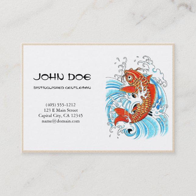 Carte De Visite Poissons chanceux de koi d'encre orange japonaise (Devant)