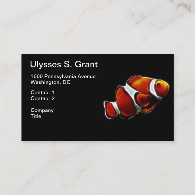 Carte De Visite Poissons oranges tropicaux de clown de Clownfish (Devant)