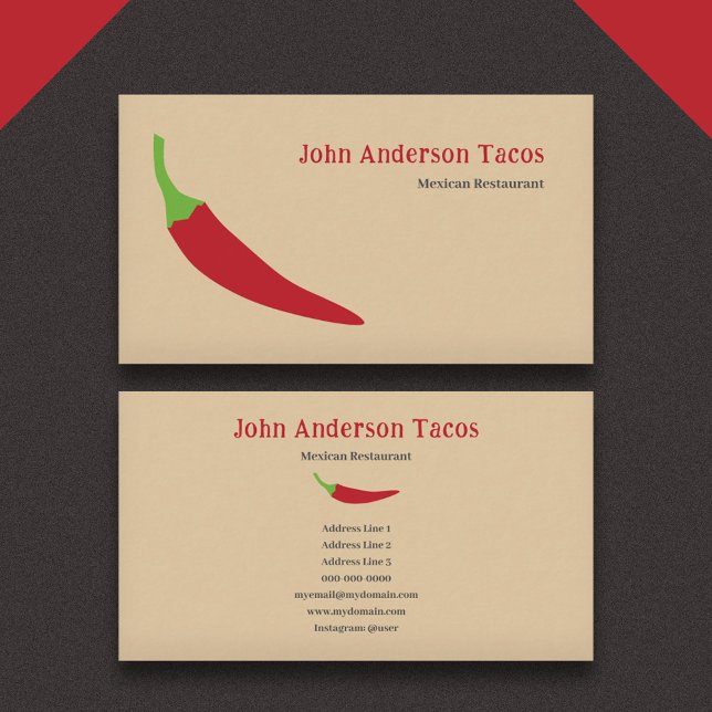 Carte De Visite Poivre rouge chili (Red Chili Pepper Business Card)