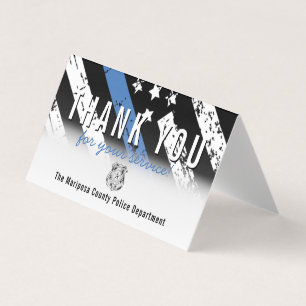 Carte De Visite Police Blue Line American Flag Merci Business