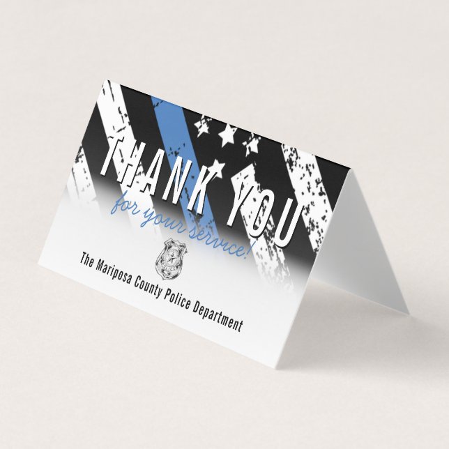 Carte De Visite Police Blue Line American Flag Merci Business (Devant)