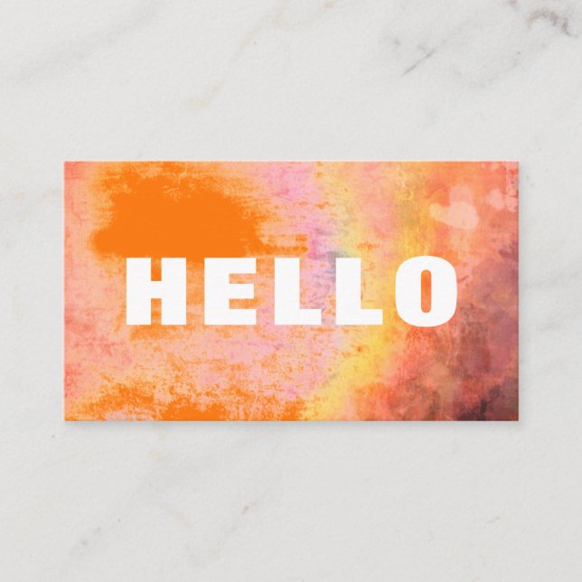 Carte De Visite Police Bold Hello Orange Arc-en-ciel (Devant)
