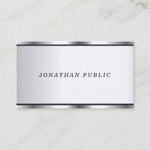 Carte De Visite Police Cursive Silver Look Moderne Elegant Glamor