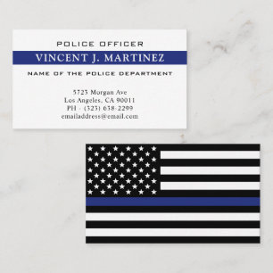 Carte De Visite Police de la ligne bleue mince Personnalisée Dépar