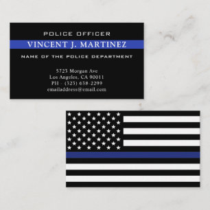 Carte De Visite Police de la ligne bleue mince Personnalisée Dépar