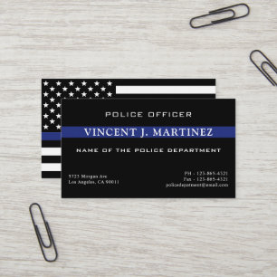 Carte De Visite Police de la ligne bleue mince Personnalisée Dépar