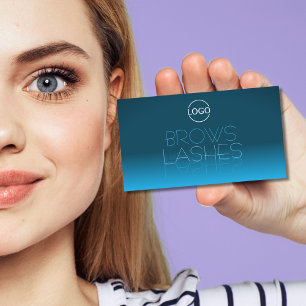 Carte De Visite Police de miroir chic à dégradé Turquoise élégant 