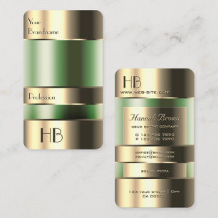 Carte De Visite Police d'engraving Gold Green Bin Faux avec initia