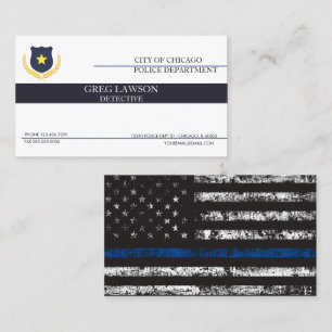 Carte De Visite Police   Drapeau de police de la Ligne Bleue Mince