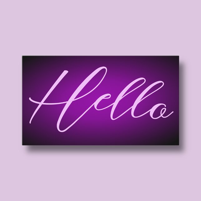 Carte De Visite Police Gras Neon Noir Violet Lilac Hello Gradient (Créateur téléchargé)