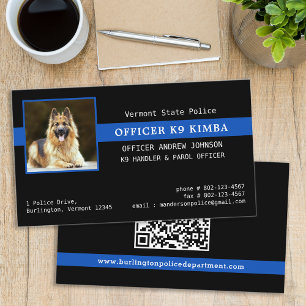Carte De Visite Police K9 Application de la loi Photo personnalisé