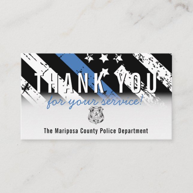 Carte De Visite Police Ligne bleue Merci drapeau américain (Devant)