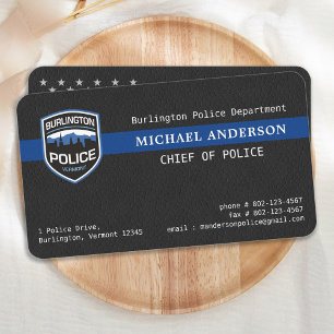 Carte De Visite Police Ligne Bleue Mince Logo Personnalisé Applica