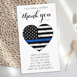 Carte De Visite Police mince Ligne bleue Merci drapeau américain