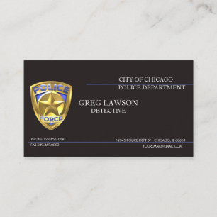Carte De Visite Police Officier Ligne Bleue Mince Indicateur Polic