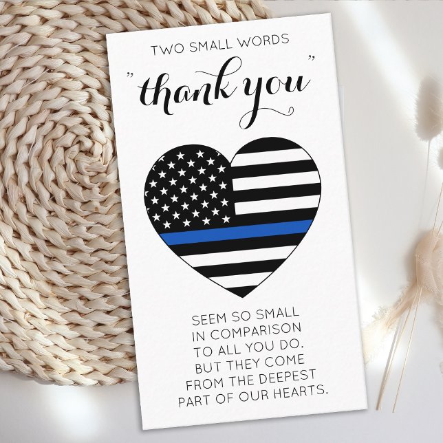 Carte De Visite Police Officier Ligne Bleue Mince Merci Coeur (Créateur téléchargé)