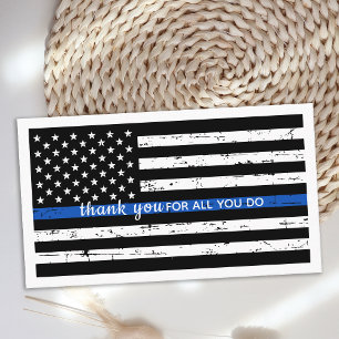 Carte De Visite Police Officier Mince Ligne bleue Merci du drapeau