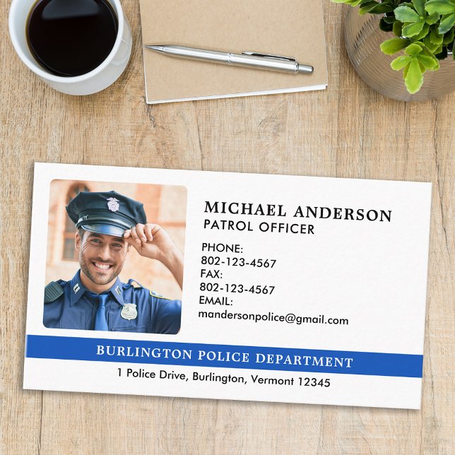 Carte De Visite Police Officier Service D'Application De La Loi Pe (Créateur téléchargé)