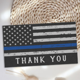Carte De Visite Police personnalisée Mince Merci de ligne bleue