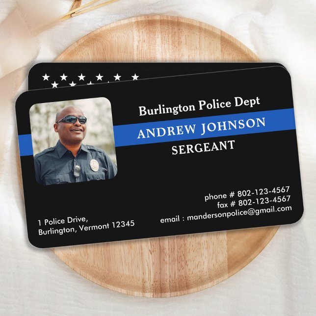 Carte De Visite Police, police, photo Ligne Bleue Mince (Créateur téléchargé)