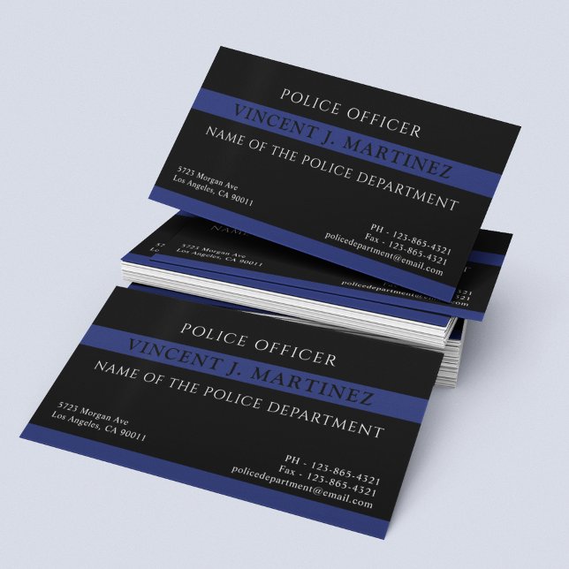 Carte De Visite Police Service de police de la Ligne bleue mince (Créateur téléchargé)
