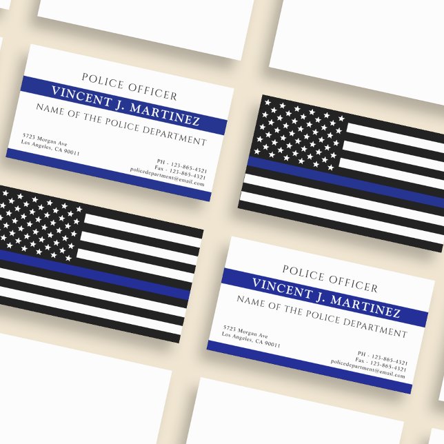 Carte De Visite Police Service de police de la Ligne bleue mince (Créateur téléchargé)