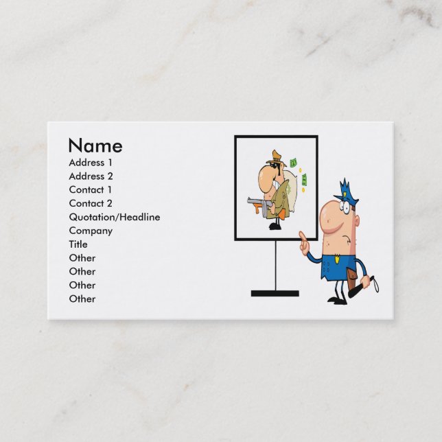 Carte De Visite policier drôle montrant un suspect de ganster (Devant)