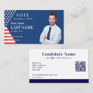 Carte De Visite Political Custom Election Campaign Blue Candidate