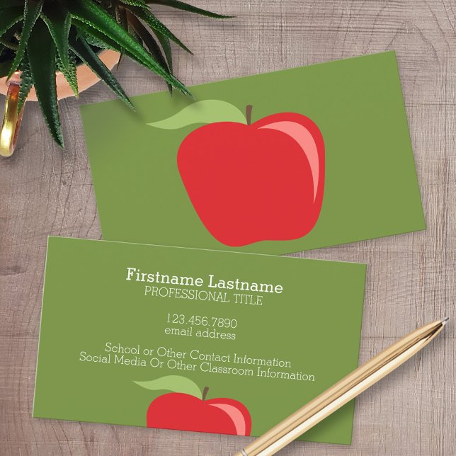 Carte De Visite Pomme de professeur personnalisée avec Apple moder (Custom Printed Business Cards)