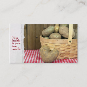 Carte De Visite pomme de terre en forme de coeur avec le panier