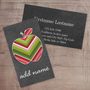 Carte De Visite Pomme d'enseignant personnalisé - Motif Chevron ve
