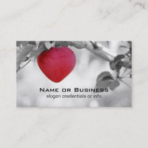 Carte De Visite Pomme en forme de coeur rouge dramatique