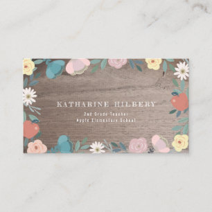 Carte De Visite Pomme Jardin Floral Jardin Rustique Enseignant en