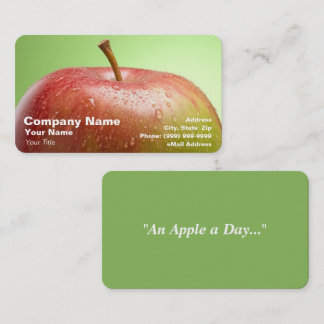 Carte De Visite Pomme rouge sur Arrière - plan vert