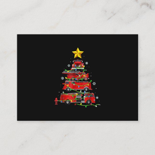 Carte De Visite Pompier Camion Arbre de Noël Hommes Femmes (Devant)