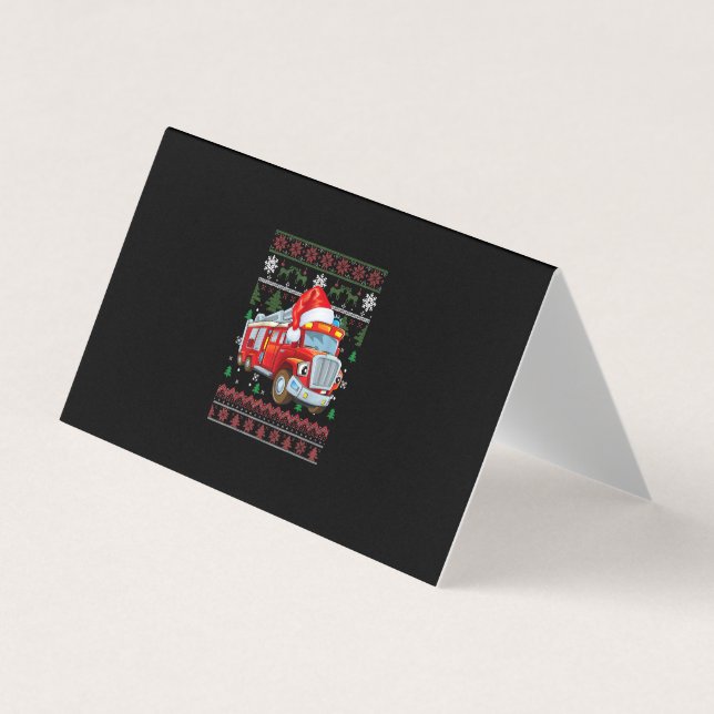 Carte De Visite Pompier Pompier Noël mignon garçon Santa Hat (Devant)