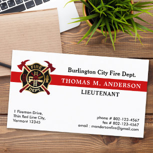 Carte De Visite Pompier Service d'incendie Logo personnalisé Pompi