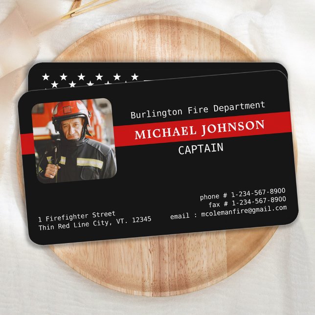 Carte De Visite Pompier Service d'incendie Photo personnalisée Pom (Créateur téléchargé)
