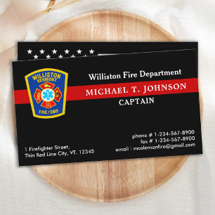 Carte De Visite Pompier Service d'incendie Red Line Logo Emblem
